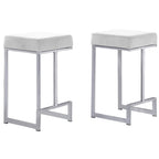 Best Master Furniture Dorrington Velvet Backless Counter Height Stool in White/Silver (Set of 2)