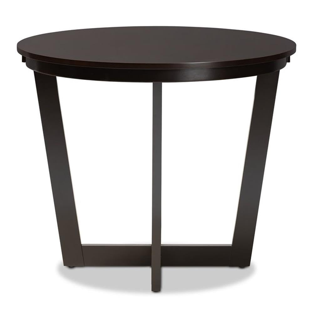 Baxton Studio Alayna Modern and Contemporary Dark Brown Finished 35-Inch-Wide Round Wood Dining Table