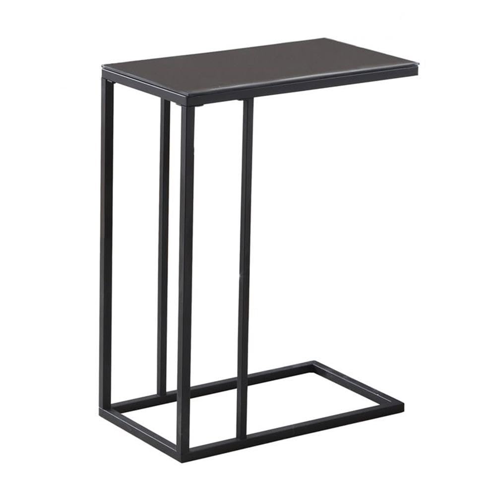 Monarch Specialties 3087, C-Shaped, End, Side, Snack, Living Room, Bedroom, Black, Contemporary, Modern Accent Table Metal Tempered Glass, 10.25" L x 18.25" W x 24" H