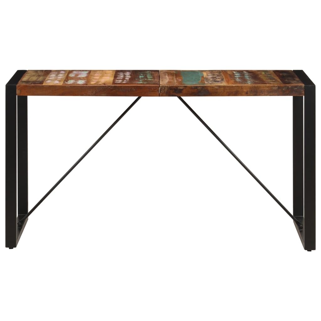 vidaXL Solid Reclaimed Timber Dining Table, Rustic Retro Design with Sturdy Steel Legs, Multicolour Black Finish, Handmade Furniture for Home, 55.1&quot;x27.6&quot;x29.5&quot; Dimensions