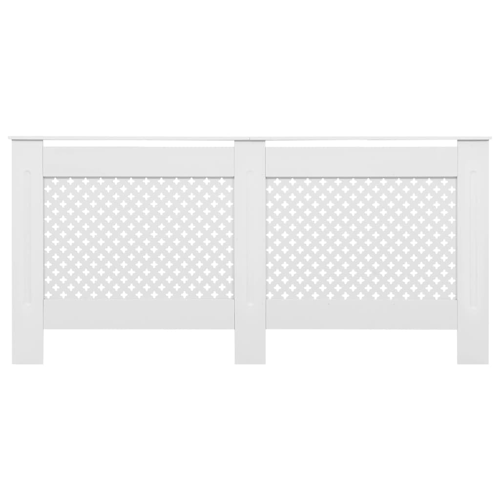 vidaXL Radiator Cover 67.7&quot;x7.5&quot;x32.1&quot; - White MDF Heater Cover Cabinet with Modern Slatted Design and Extra Shelf Space, Easy Assembly