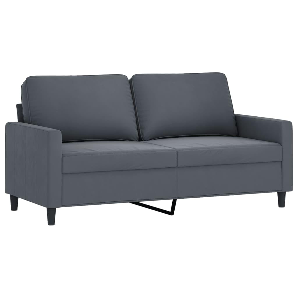 vidaXL Velvet Sofa Set with Cushions - Dark Gray 2-Seater Sofas for Comfortable Seating in Living Room, Lounge Area or Office Space
