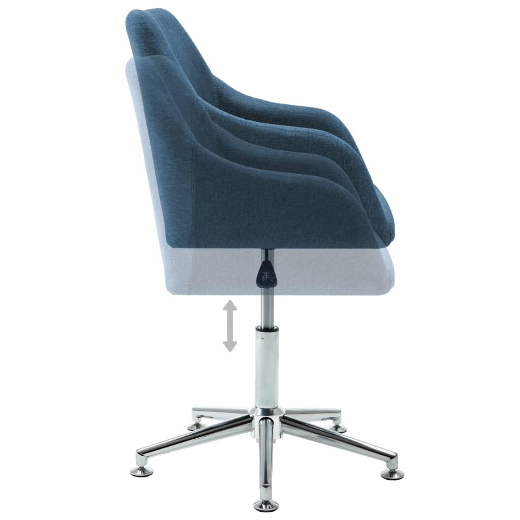 vidaXL Swivel Dining Chair with Adjustable Height, Ergonomic Design, Stylish Blue Fabric Seat, Durable Wooden Frame, Steel Legs, Ideal for Living Room, Bedroom and Office