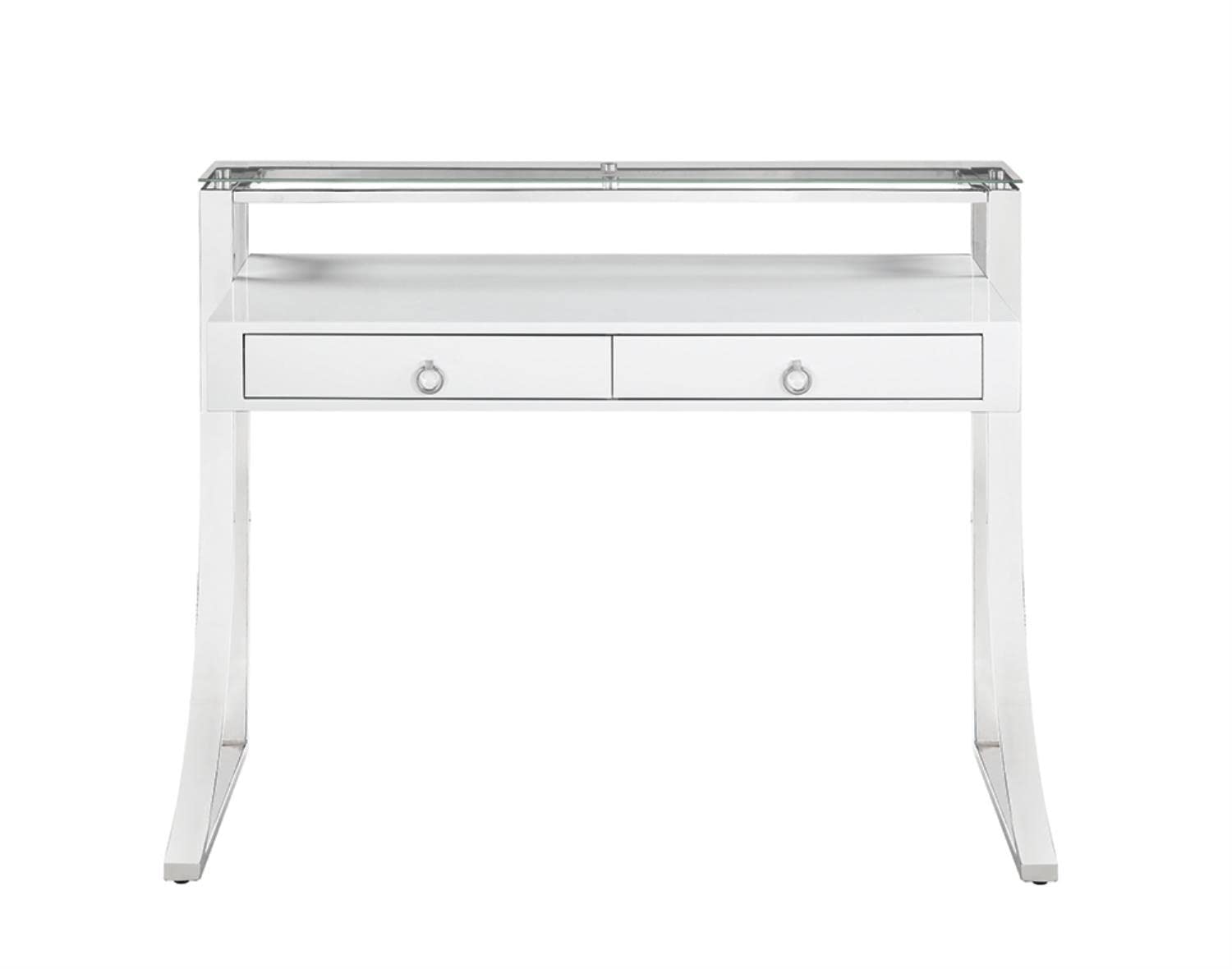 Coaster Home Furnishings Gemma 2-Drawer Writing Desk Glossy White and Chrome