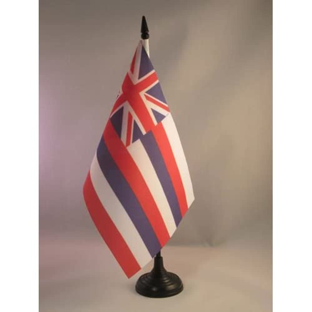 Hawaii Table Flag 5' X 8' - Us State Of Hawaii Desk Flag 21 X 14 Cm - Black Plastic Stick And Base - Az Flag