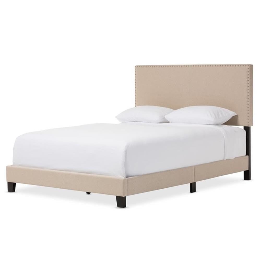 Baxton Studio Ramon Linen Queen Bed in Beige