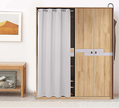 Pi Blackout Closet Curtains,Grommet Pricacy Dustprood Closet Door Curtain,Divider Curtain For Bedroom Room/Storage/Interior Room(Grey White, W42Xl80)