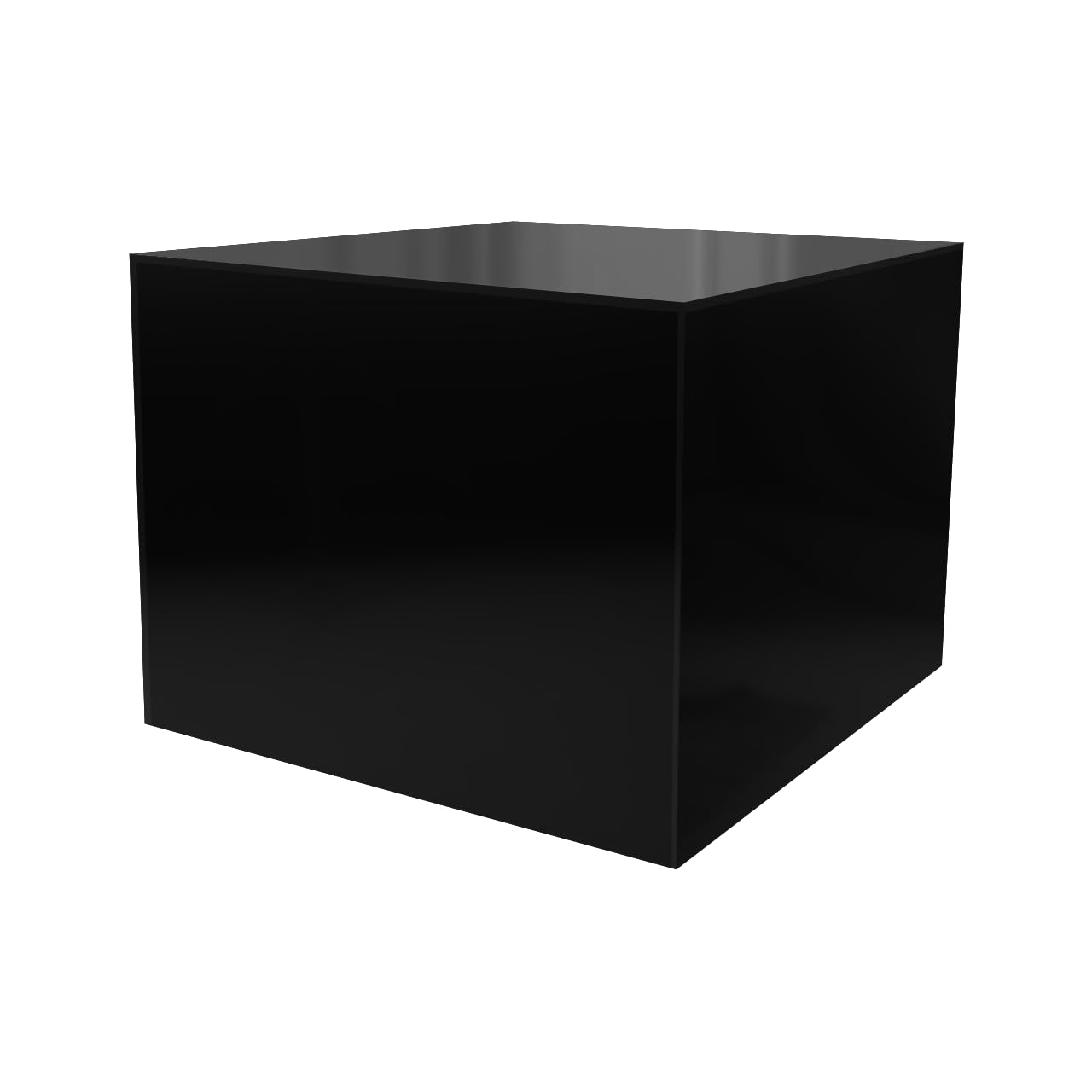 12'' x 12'' x 9'' Acrylic Display Riser Box with One Open Side No Lid Glossy Black Versatile Square Merchandise Storage Bin or R
