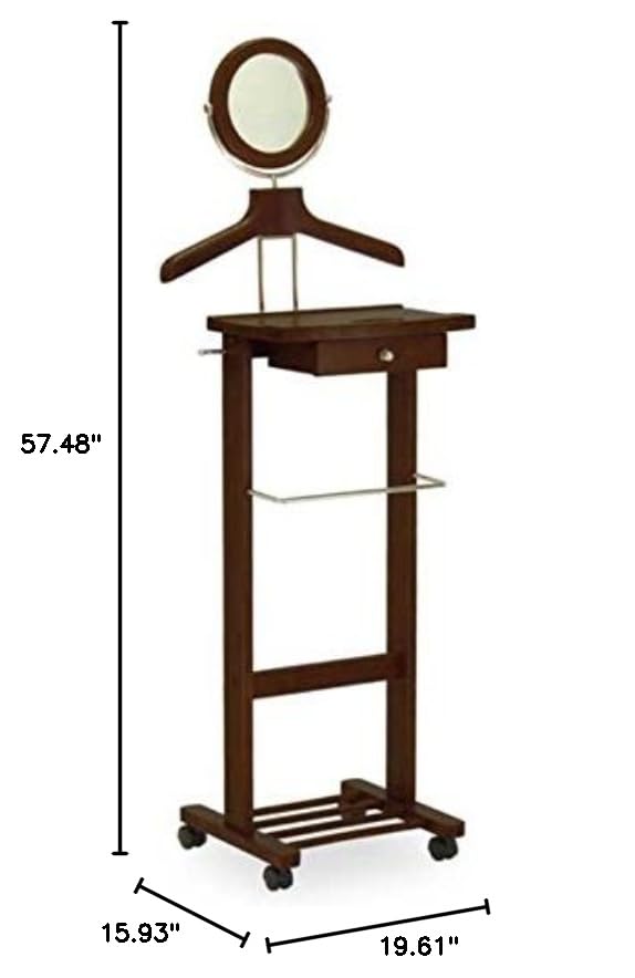 Ergode Wood Vanity Valet Stand - Stylish & Functional Bedroom Organizer with Mirror