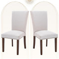 COLAMY Upholstered Parsons Dining Chairs Set of 4, PU Leather Dining Room Kitchen Side Chair with Nailhead Trim and Wood Legs - 