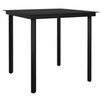 vidaXL Outdoor Dining Table - 31.5" Steel/Glass Square Patio Table for Garden, Balcony, and Deck - Black