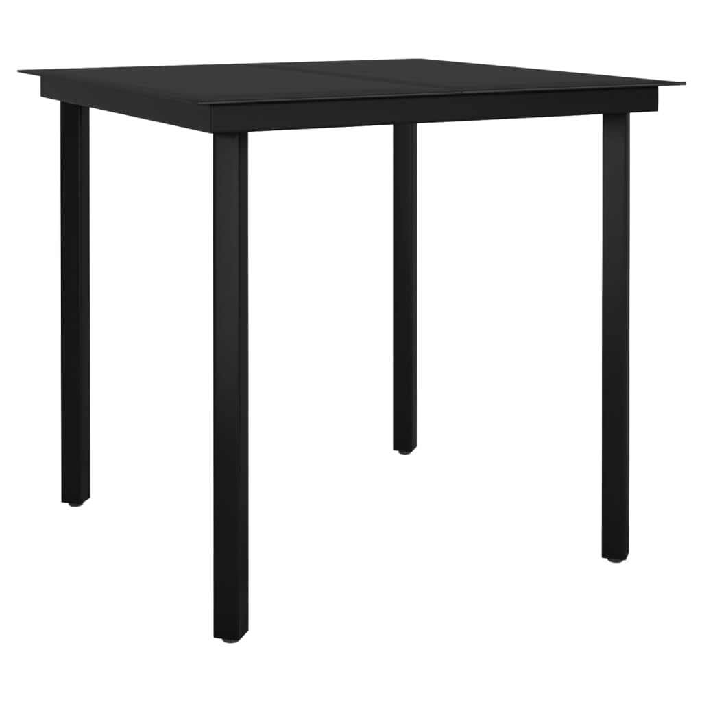vidaXL Outdoor Dining Table - 31.5" Steel/Glass Square Patio Table for Garden, Balcony, and Deck - Black