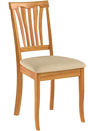 East West Furniture AVC-OAK-C Avon Kitchen Dining Chairs - Linen Fabric Upholstered Solid Wood Chairs, Set of 2, Oak