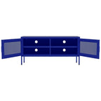vidaXL - Industrial Style TV Stand in Navy Blue, Steel Construction, Ample Storage with Shelf and Mesh Doors, Cable Management Feature
