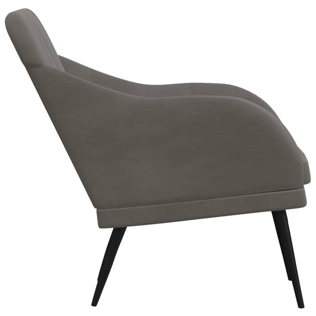 vidaXL Velvet Armchair with Metal Frame - Dark Gray - 24.8&quot;x29.9&quot;x31.5&quot; - Comfortable Relaxing Chair with Upholstered Sloping Back and Padded Seat and Armrests