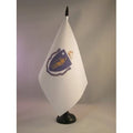 Massachusetts Table Flag 5' X 8' - Us State Of Massachusetts Desk Flag 21 X 14 Cm - Black Plastic Stick And Base - Az Flag