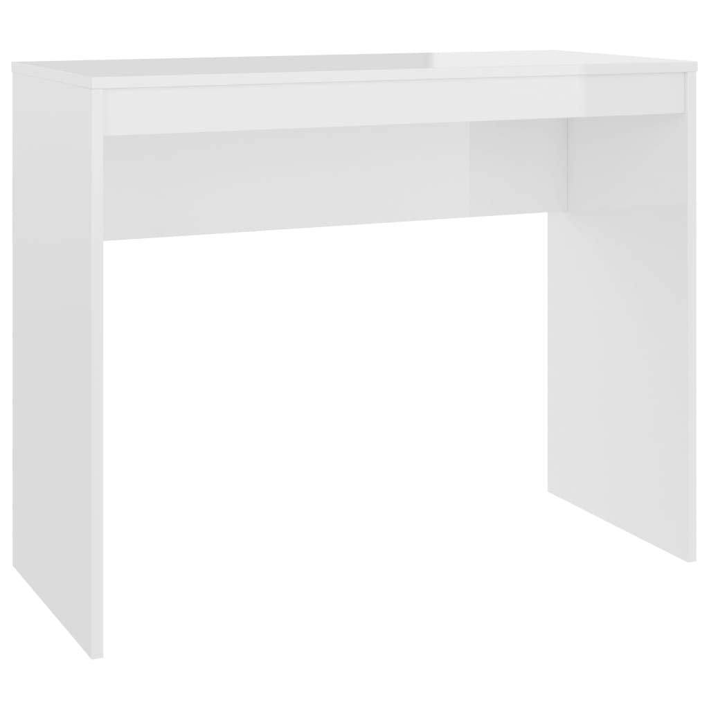 vidaXL Desk Home Indoor Bedroom Living Room Office Hallway Workstation Computer Corner Table Furniture High Gloss White Engineered Wood