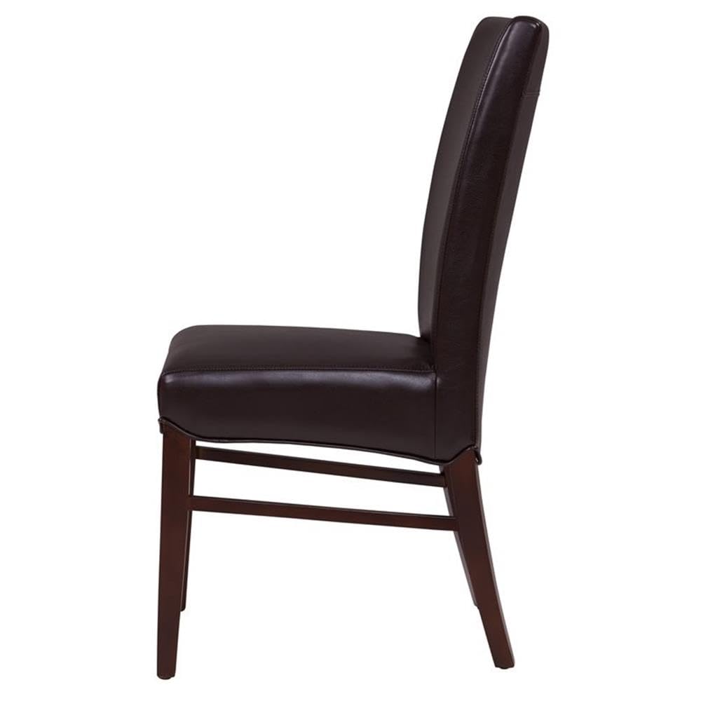 New Pacific Direct Milton Bonded Leather Chair,Brown Legs,Coffeen Bean,Set Of 2