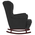 vidaXL Black Velvet Rocking Chair with Solid Rubberwood Legs - Comfortable Cushioned Seating for Living Room, Lounge, Bedroom