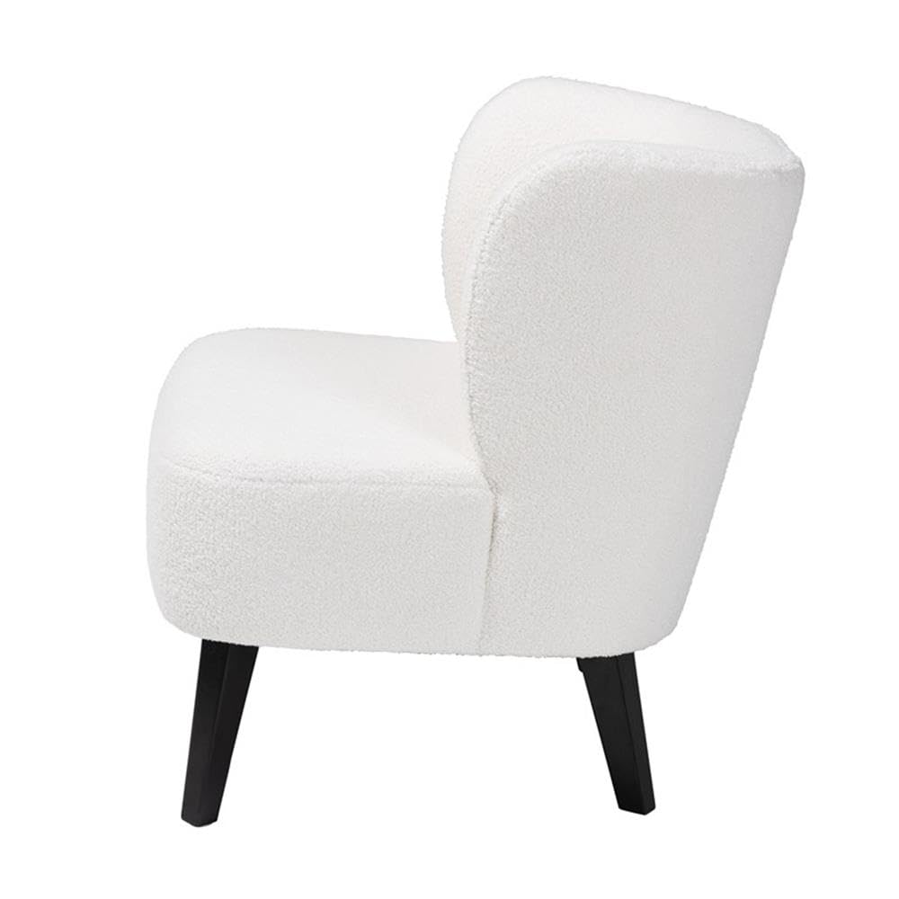 Baxton Studio Naara Ivory Boucle Upholstered and Black Wood Accent Chair