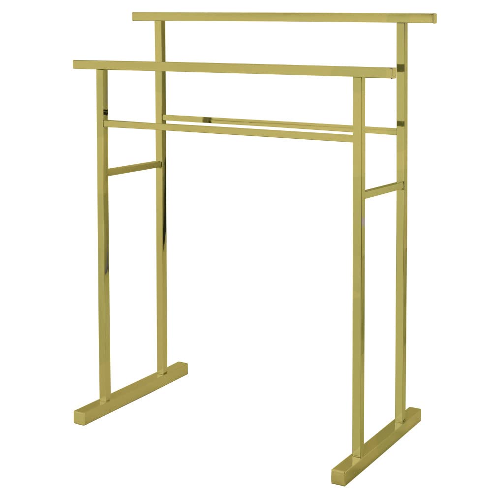 Kingston Brass SCC8247 Edenscape Pedestal Steel Construction Towel-Rack, Brushed Brass 25.75 x 14.44 x 32