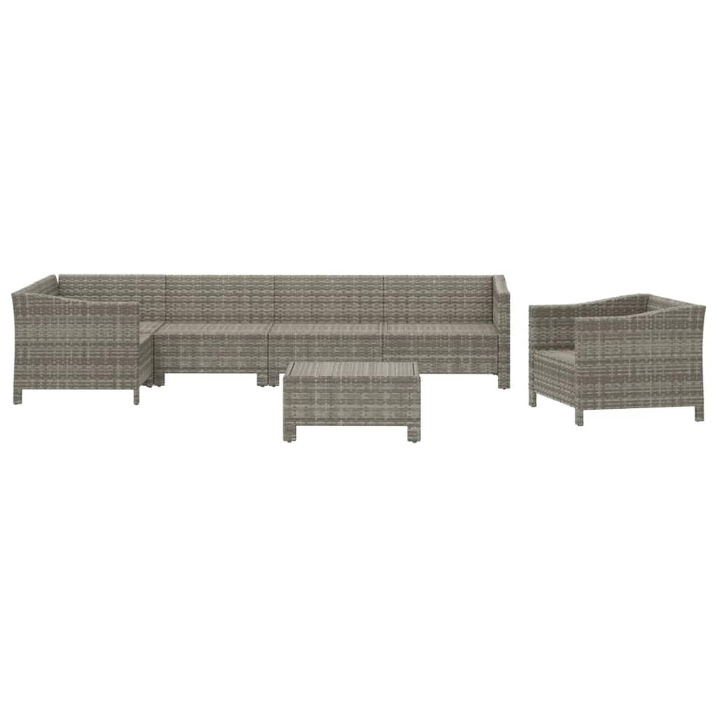7 Piece Gray Poly Rattan Patio Furniture Set - Thumbnail 4