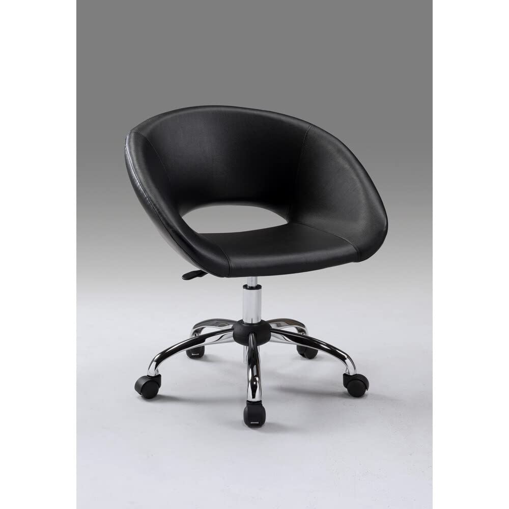 Creative Images Neos Collection Upholstered Pu Office Chair With Chrome Casters And Adjustable Height Gas Lift Capabilities, Black Brown