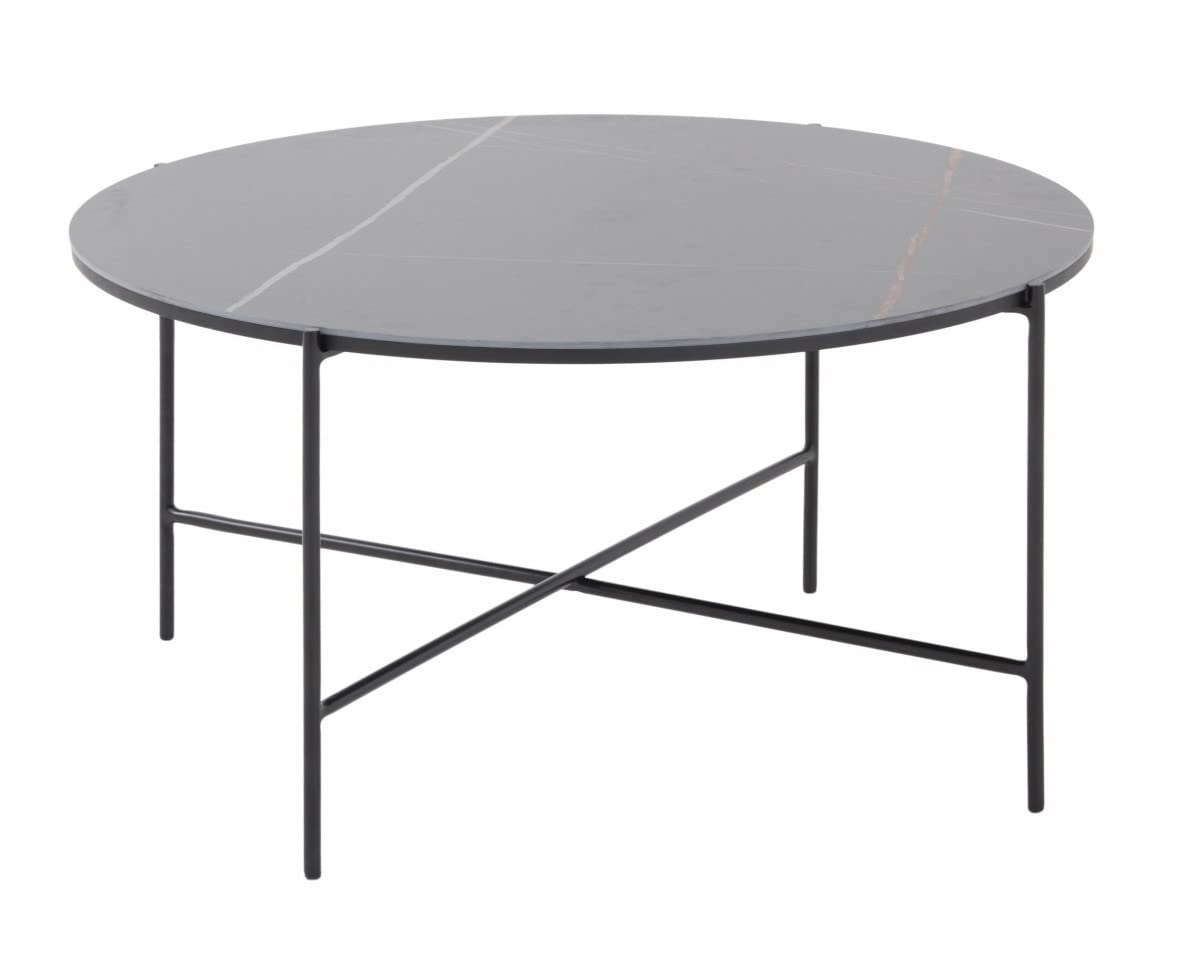 HomeRoots Ceramic, Metal Modern Black Ceramic Round Coffee Table