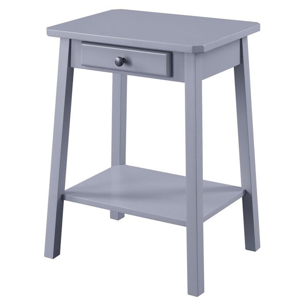 Acme Kaife Wooden Accent Table with Storage Drawer and 1 Tier Shelf in Gray