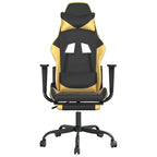 vidaXL Adjustable Gaming Chair with Footrest - Black and Gold Resistant Faux Leather, Comfortable Seat and Backrest, Modern Style.