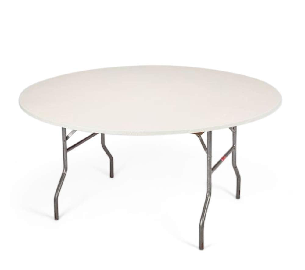 Kwik-Covers 60' Round Fitted Plastic Table Covers, Bundle Of 5 (Ivory)