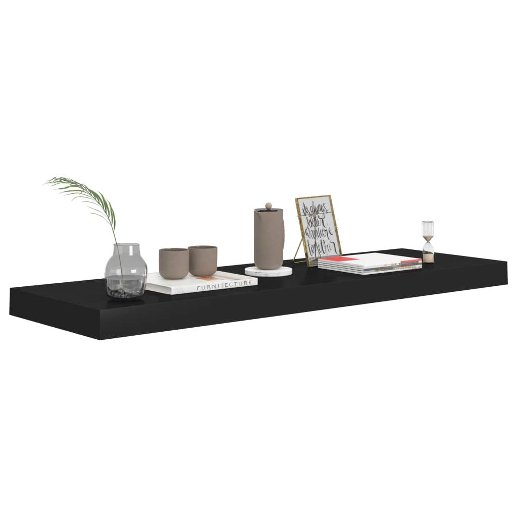 vidaXL Modern Floating Wall Shelf - Invisible Mounting, Made of Sturdy Honeycomb MDF & Metal, Black