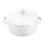 Restaurantware 3 Ounce Mini Cocotte 10 Oven-Safe Mini Dishes - Built-In Handles Microwave-Safe White Porcelain Mini Dutch Oven W