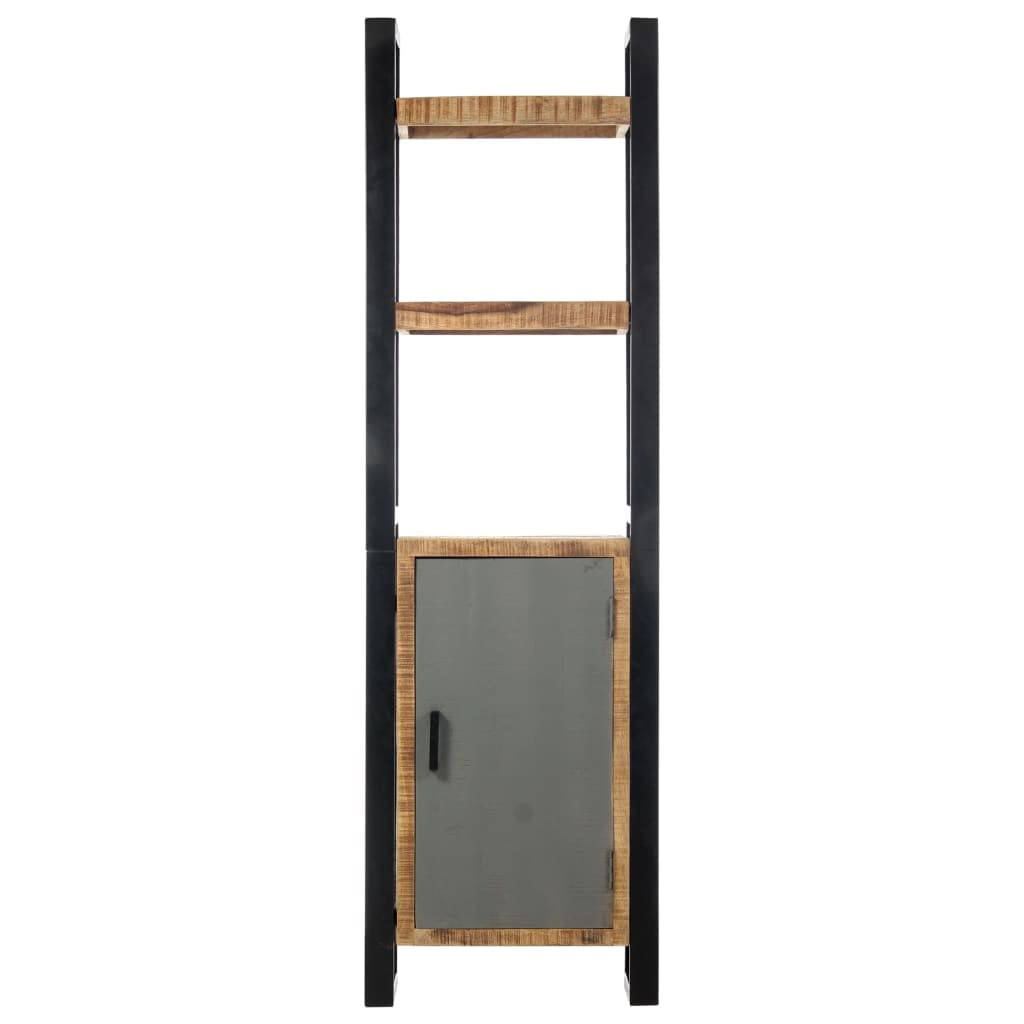 vidaXL Industrial-Style Freestanding Bookshelf with Solid Mango Wood Construction and Iron Stand - 19.7&quot;x11.8&quot;x66.9&quot;