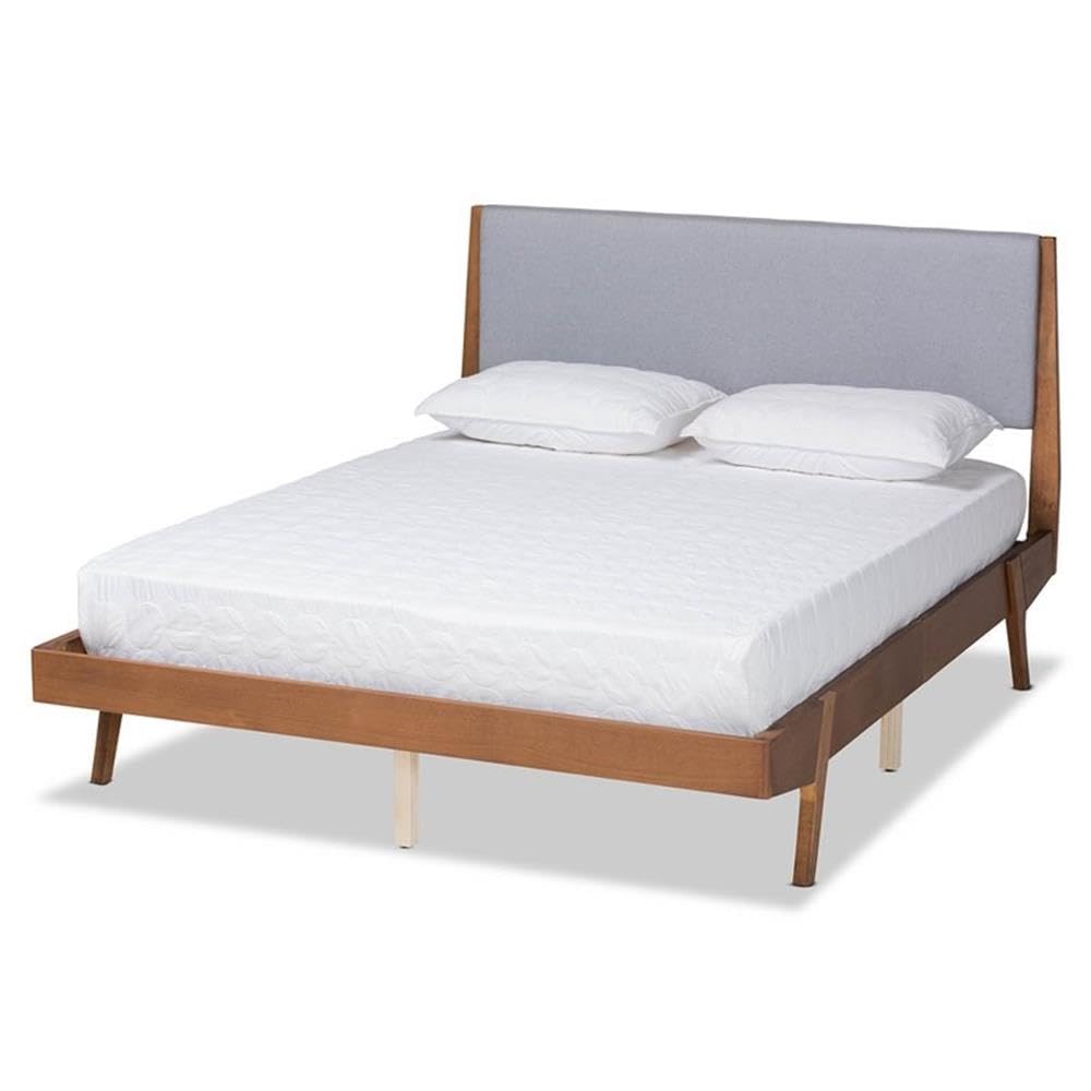 Baxton Studio Senna Gray and Walnut Brown Finished Wood Full Size Platform Bed