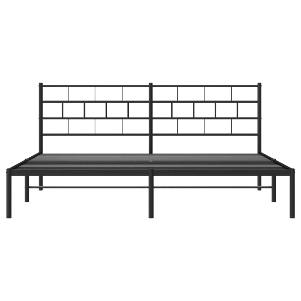 vidaXL 12-Inch Black Metal California King Bed Frame with Headboard, Heavy-Duty Slats Support with Under-Bed Storage for Modern Bedroom, No Box Spring Needed & Easy Assembly, No Mattress