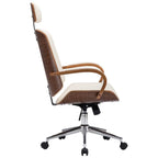 vidaXL Swivel Office Chair - Modern Design Cream Faux Leather and Bentwood Frame Adjustable Armchair for Office/Living Room/Lounge
