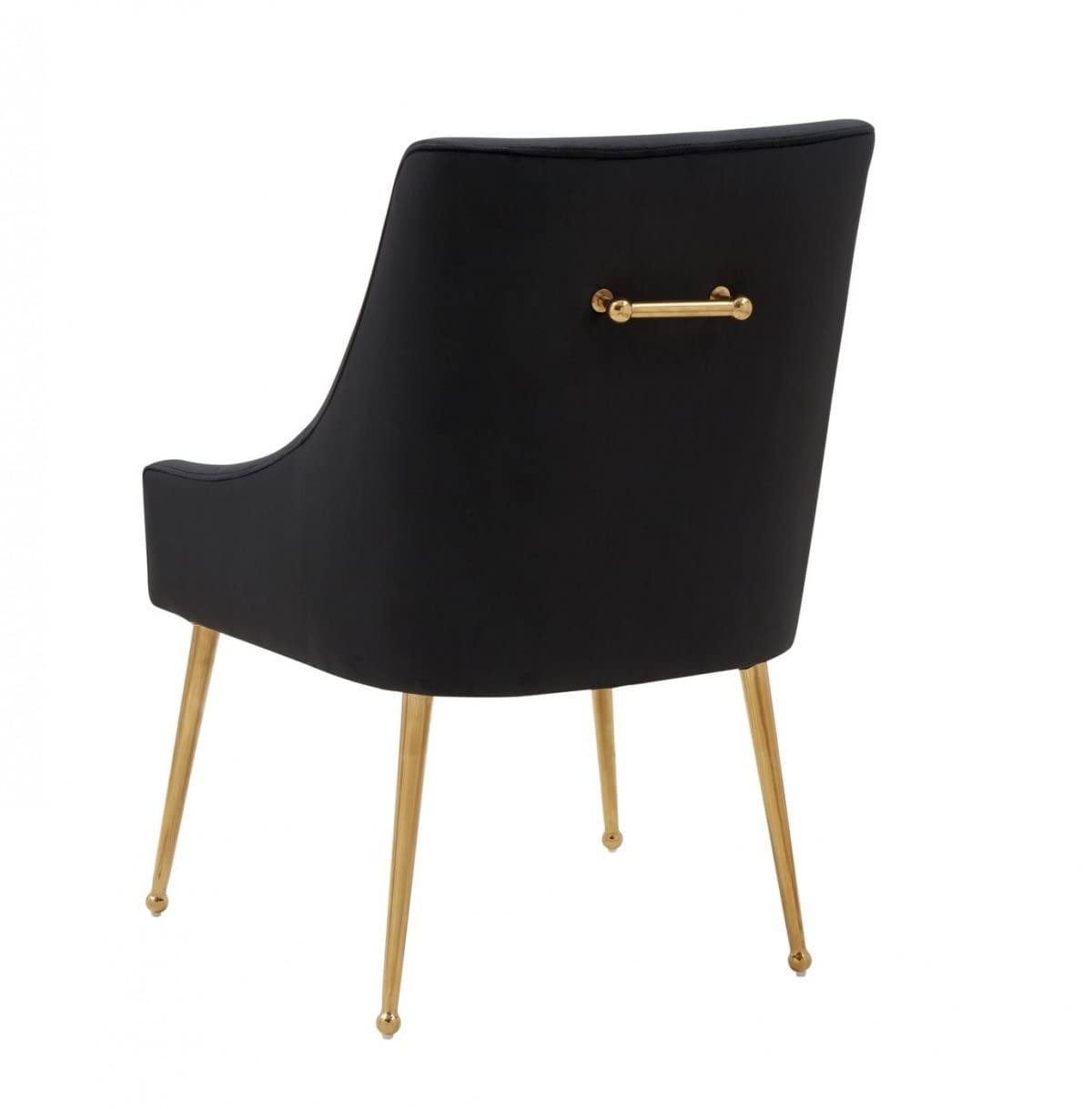 HomeRoots Velvet, Metal Set of Two Black Gold Velvet Dining Chairs