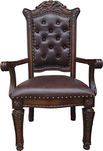 Acme Vendome Dining Arm Chair in PU and Cherry (Set of 2)