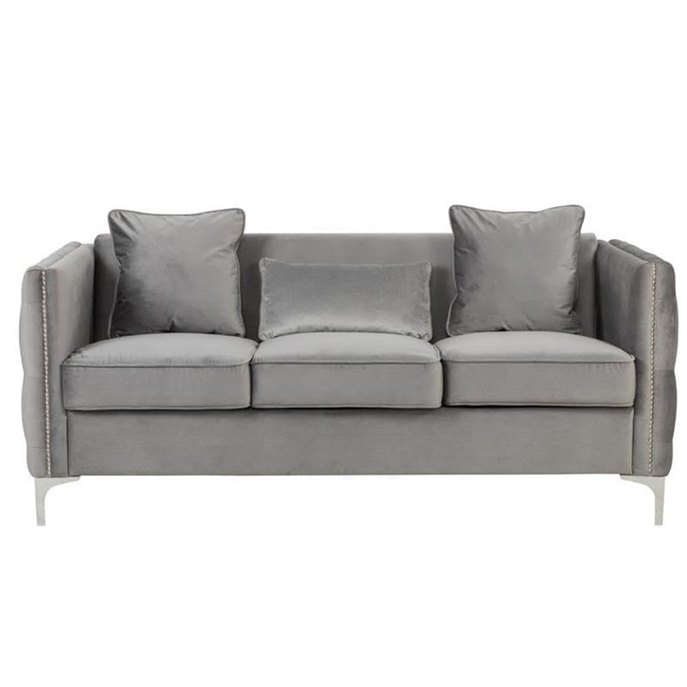 Lilola Home Bayberry Gray Velvet Sofa Loveseat Living Room Set