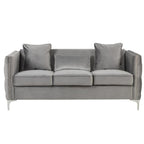 Lilola Home Bayberry Gray Velvet Sofa Loveseat Living Room Set