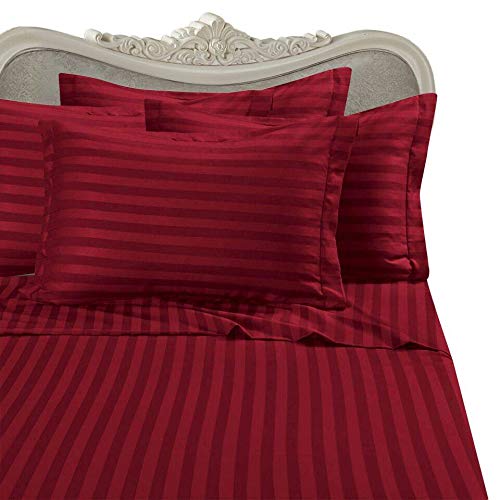 Egyptian Bedding 300 Thread-Count, Queen Pillow Cases, Red Stripe, Set Of 2