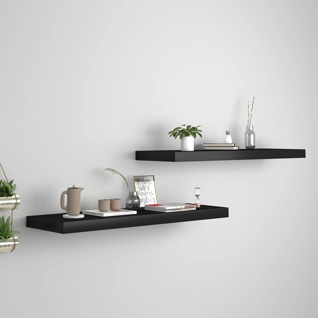 Vidaxl Floating Wall Shelves 2 Pcs Black 31.5''X9.3''X1.5'' Mdf