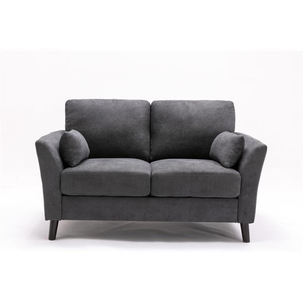 Lilola Home Damian Gray Velvet Fabric Loveseat