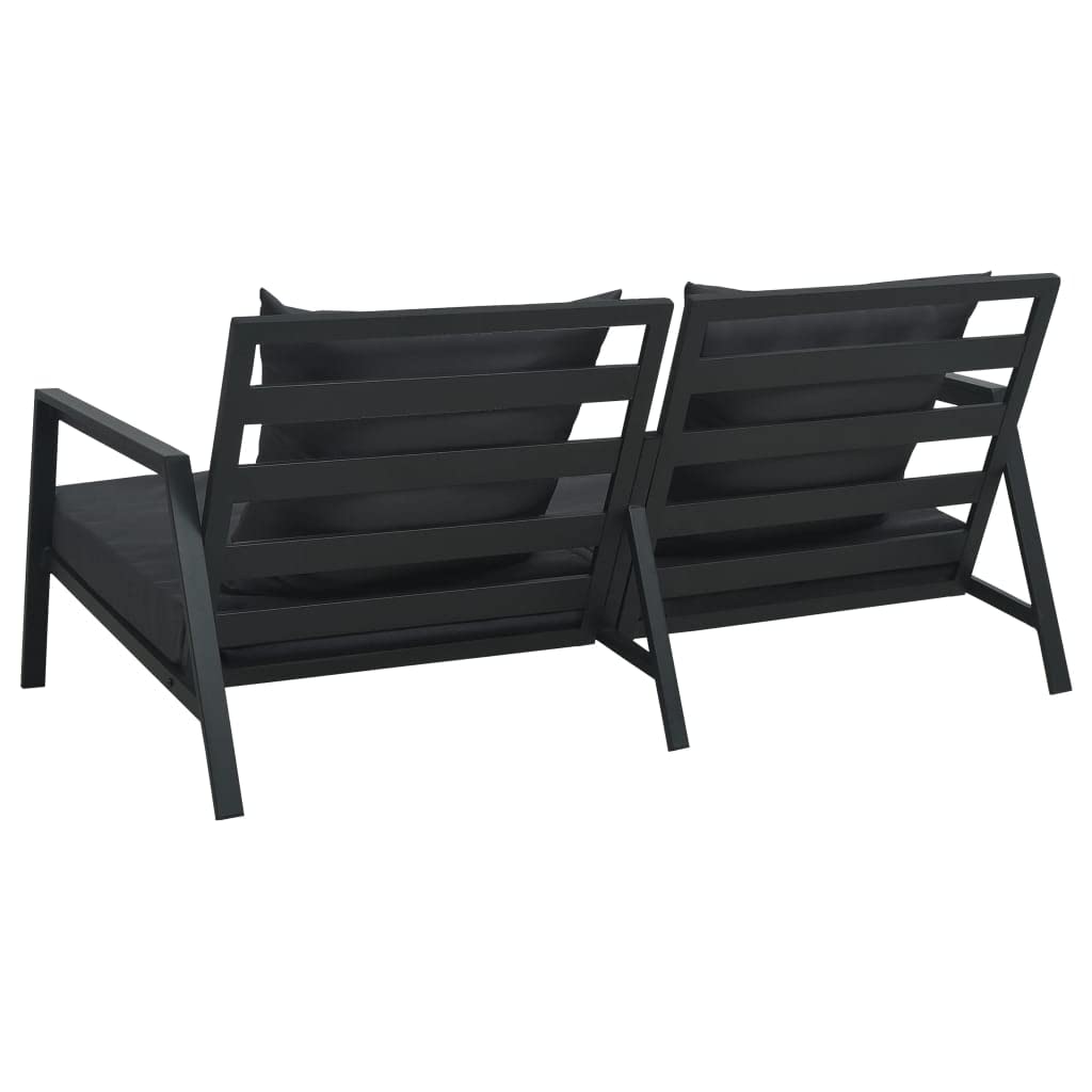 vidaXL Patio 2-Seater Sofa with Cushions Dark Gray Aluminum