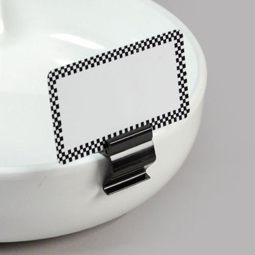 Black Food Tray Label Holders, Bowl & Cup Sign Clips For Bake Sale Signs, 20 Pack