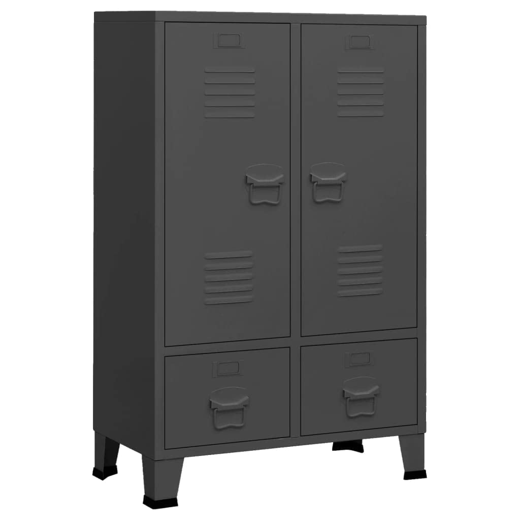 vidaXL Industrial-Style Wardrobe with Adjustable Shelves and Spacious Drawers - Anthracite Steel Storage Cabinet, 26.4&quot;x13.8&quot;x42.1&quot;