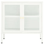 vidaXL Modern Sideboard in White - Powder-Coated Steel and Tempered Glass, Adjustable Shelf and Feet - 27.6"x13.8"x27.6" - Durable and Easy to Clean