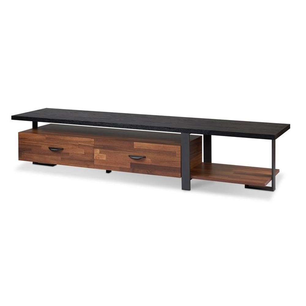 Acme Elling 2-Drawer Wooden TV Stand in Walnut and Black