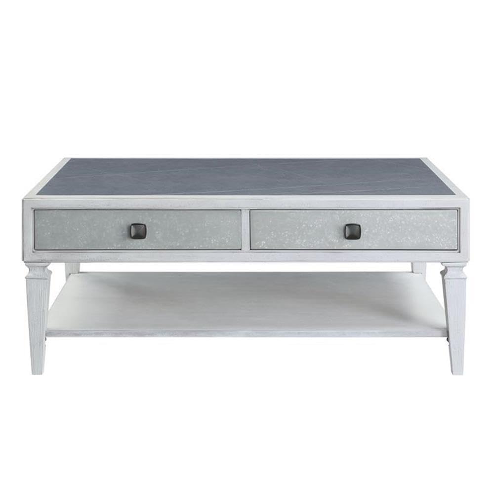 Acme Katia Coffee Table in Rustic Gray & Weathered White Finish